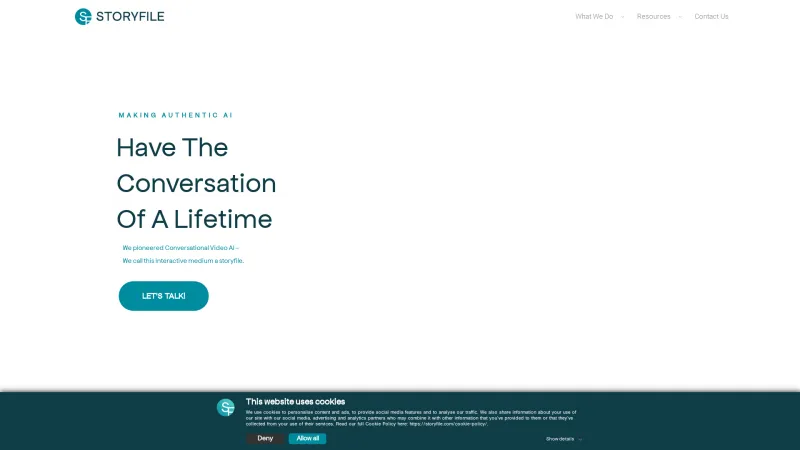 Homepage of storyfile