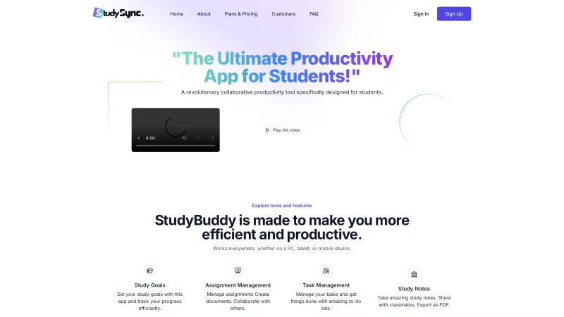 Homepage of studysyncup