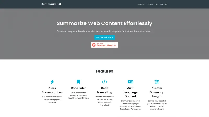 Homepage of summaryai