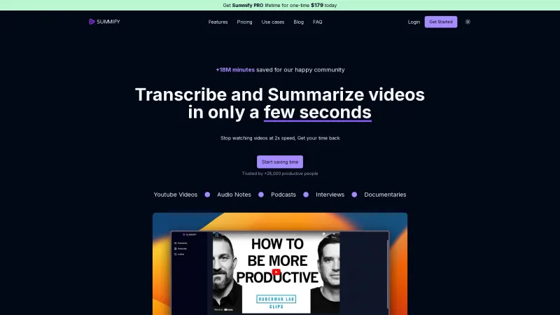 Homepage of summify