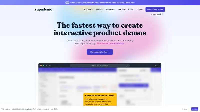 Homepage of supademo