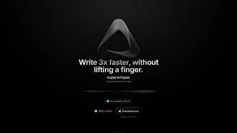 Homepage of superwhisper