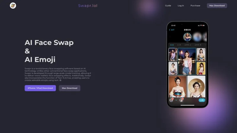 Homepage of swapr