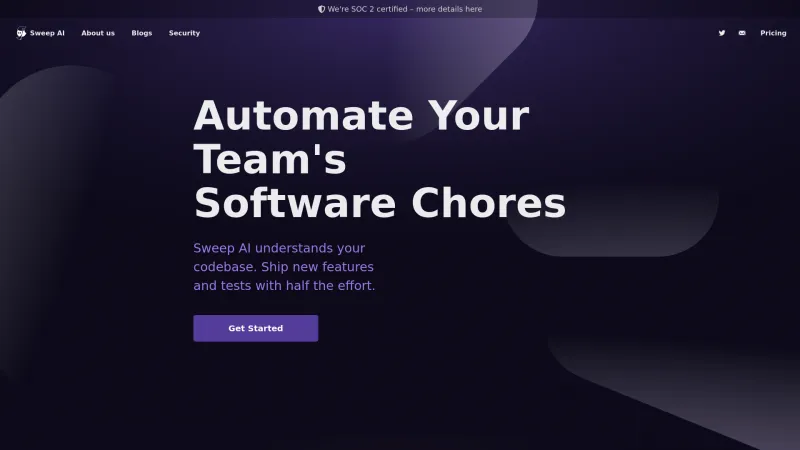 Homepage of sweep