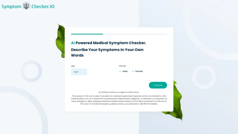 Homepage of symptomchecker