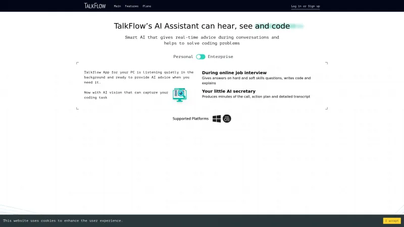 Homepage of talkflow