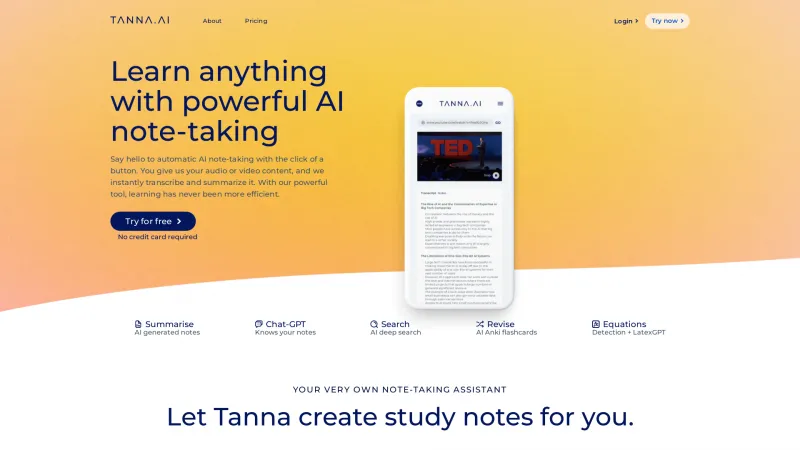 Homepage of tanna