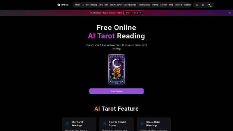 Homepage of tarotap