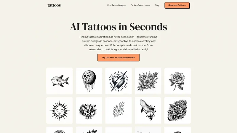 Homepage of tattoos