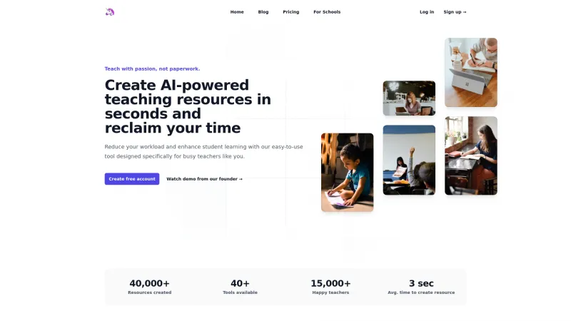 Homepage of teacherbot