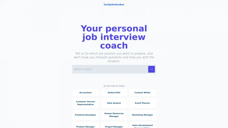 Homepage of techjobslondon