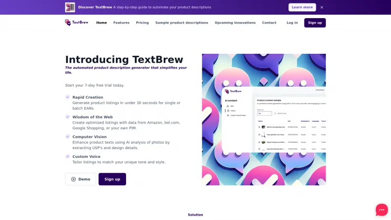 Homepage of textbrew