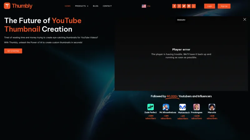 Homepage of thumbly