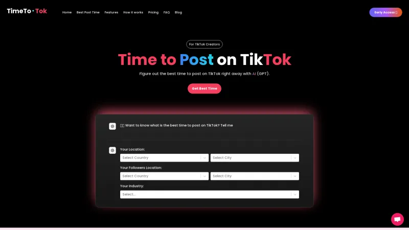 Homepage of timetotok