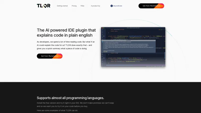 Homepage of tldrdev