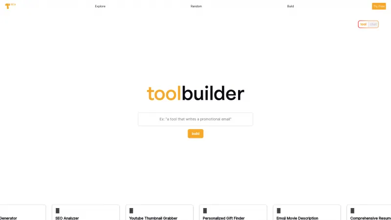 Homepage of toolbuilder