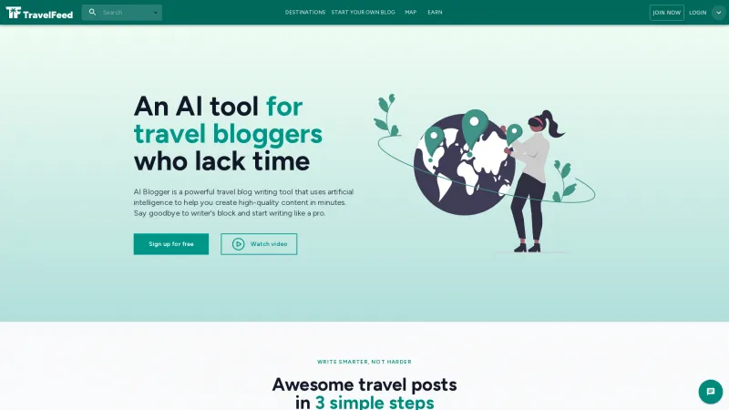 Homepage of travelfeed