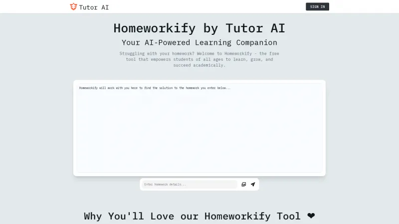 Homepage of tutorai