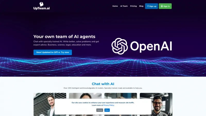 Homepage of upteam