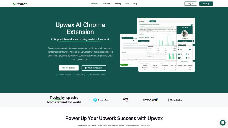 Homepage of upwex