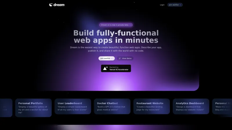 Homepage of usedream