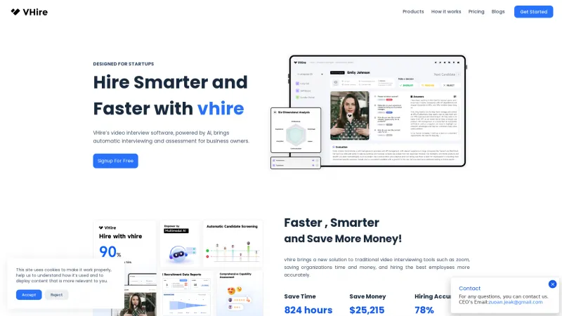 Homepage of vhire