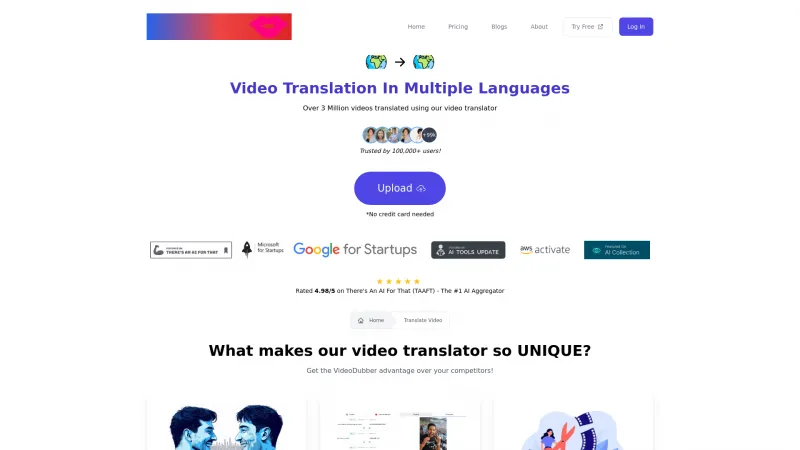 Homepage of videodubber