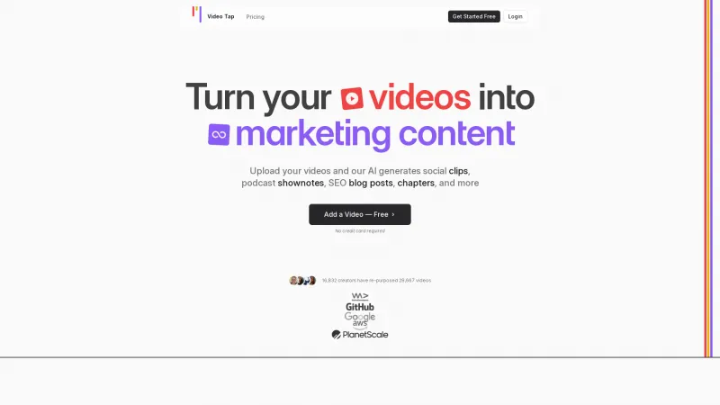 Homepage of videotap