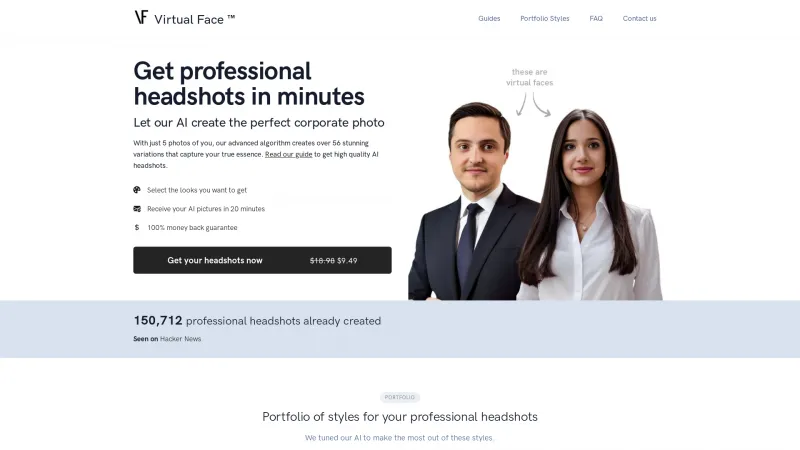 Homepage of virtualface