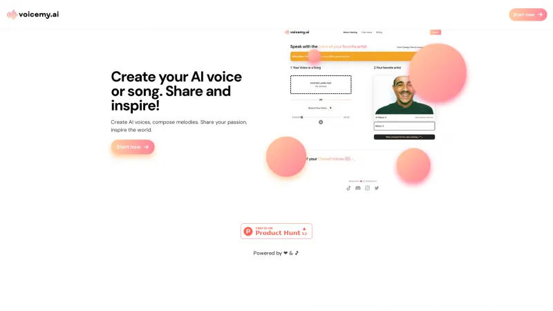 Homepage of voicemy