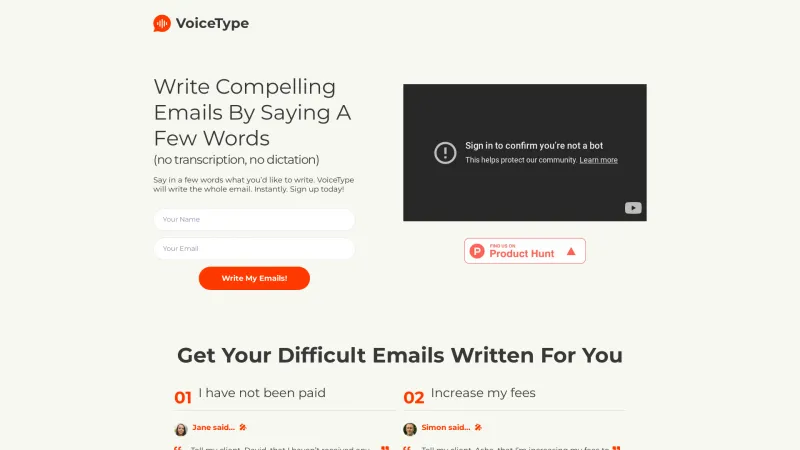 Homepage of voicetype