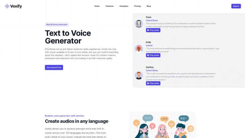 Homepage of voxify