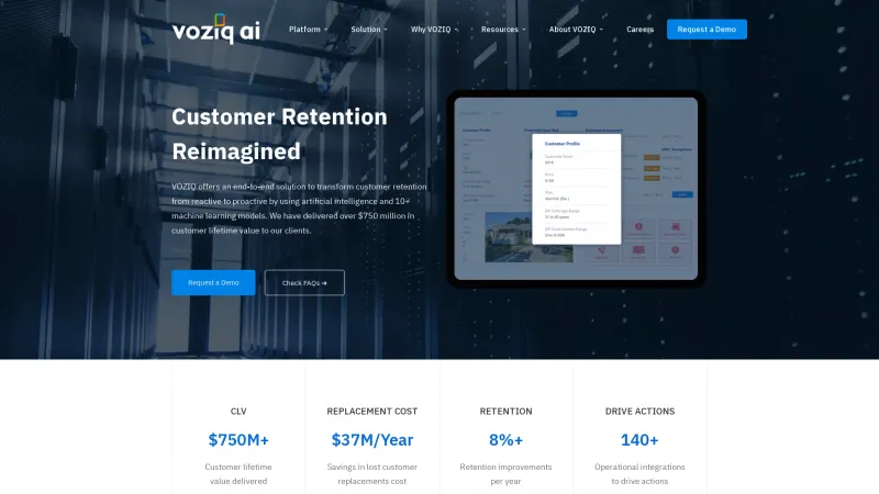 Homepage of voziq