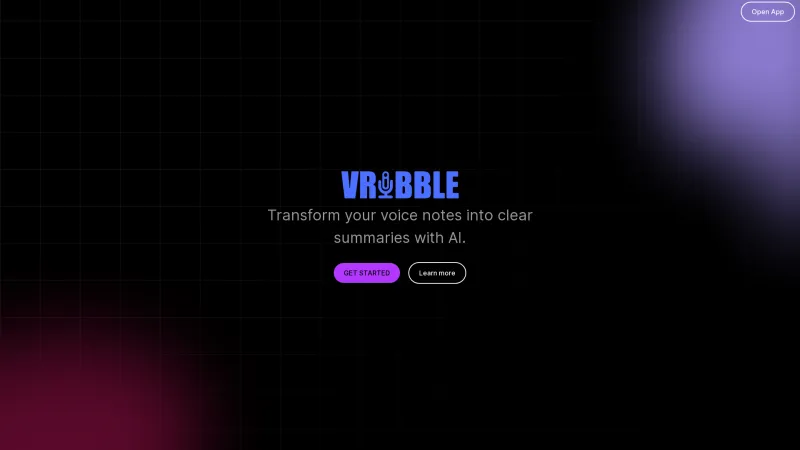 Homepage of vribble