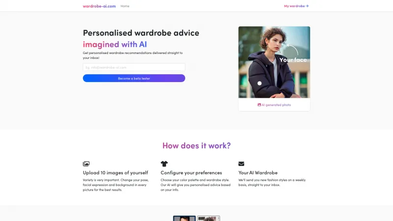 Homepage of wardrobe-ai