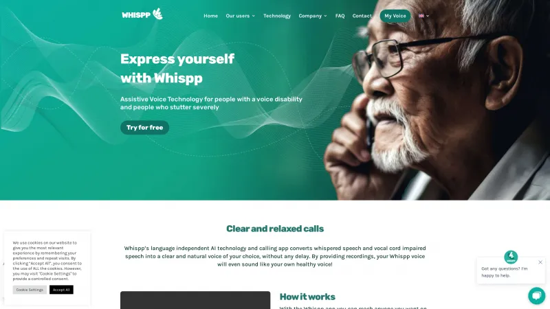 Homepage of whispp