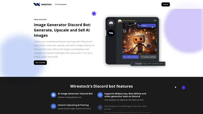 Homepage of wirestock