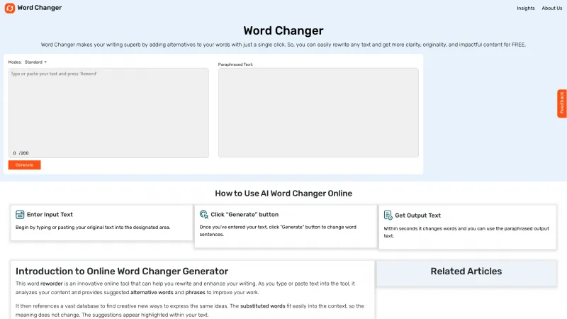 Homepage of wordchanger