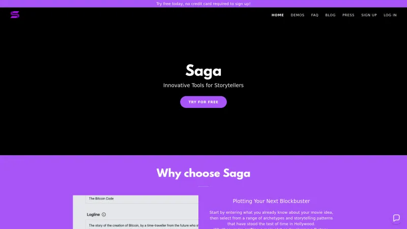 Homepage of writeonsaga