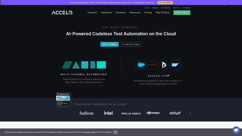 Homepage of accelq