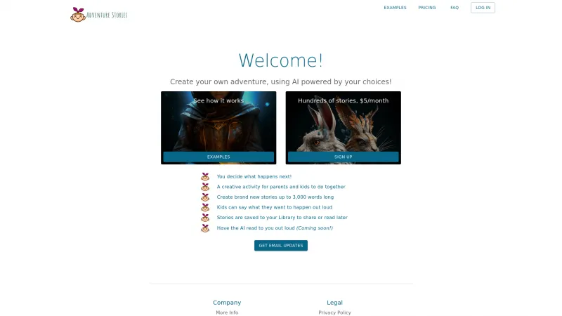 Homepage of adventurestories