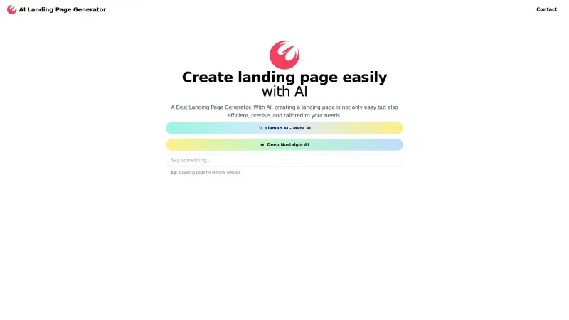 Homepage of ailandingpagegenerator