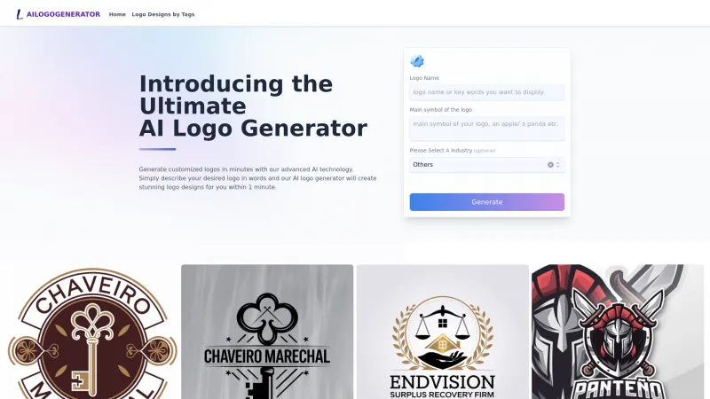 Homepage of ailogogenerator