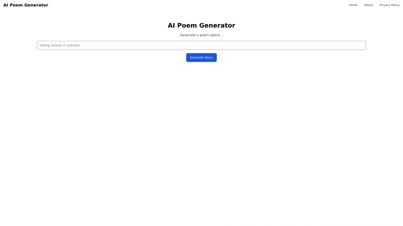 Homepage of aipoemgenerator