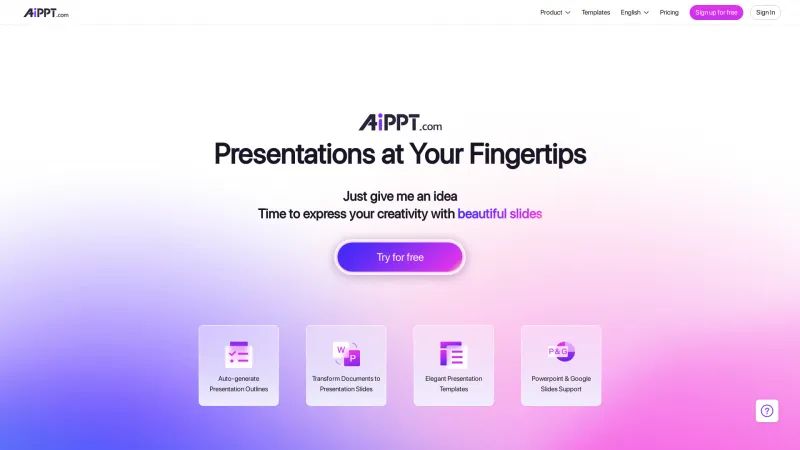 Homepage of aippt