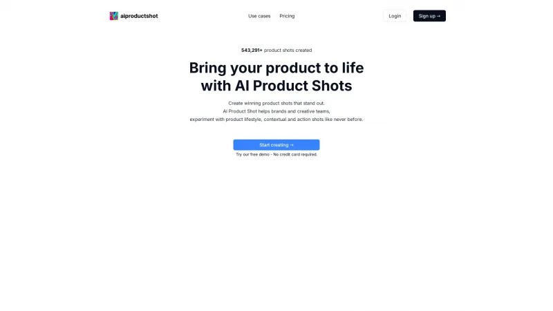 Homepage of aiproductshot