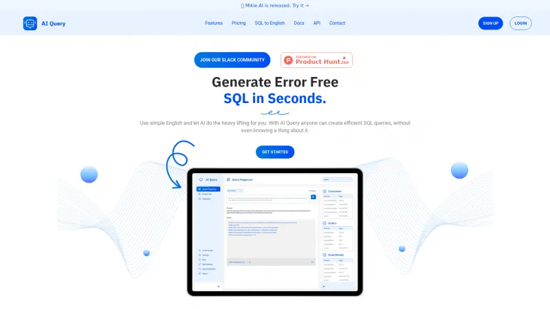 Homepage of aiquery