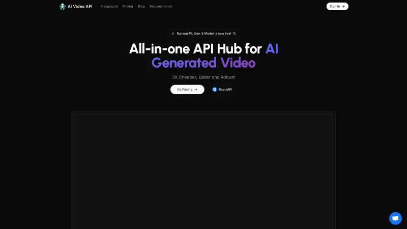 Homepage of aivideoapi