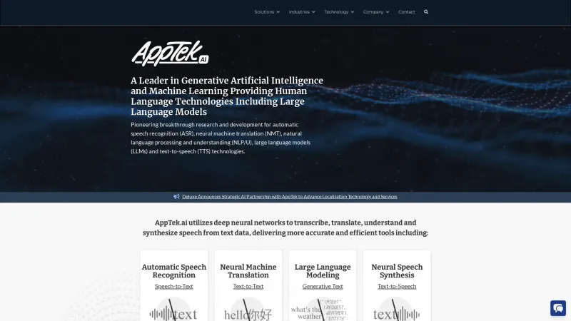 Homepage of apptek