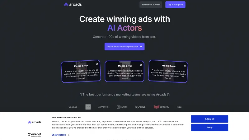 Homepage of arcads